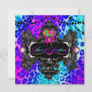 Invitation 311 Candy Wonderland Leopard Sweet 16 Gold Metalli
