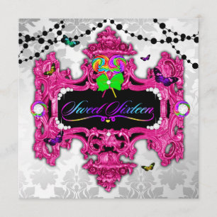 Invitation 311 Candy Wonderland Pink White Damask