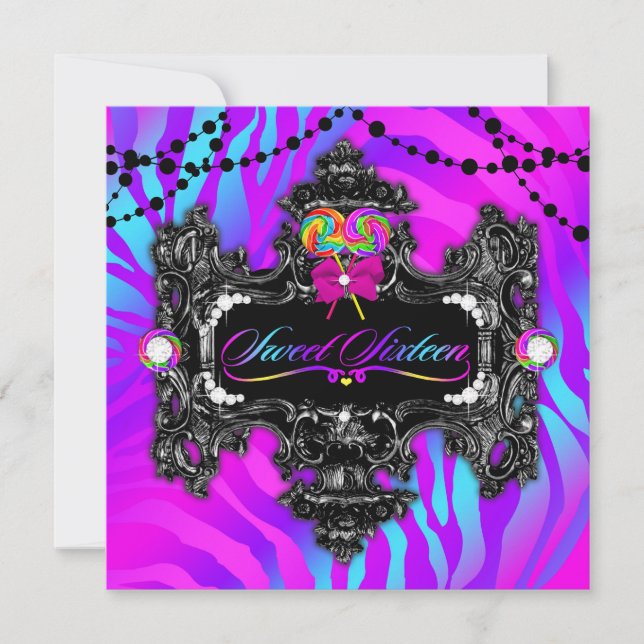Invitation 311 Candy Wonderland Zebra Sweet 16 (Devant)