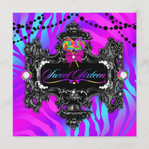 Invitation 311 Candy Wonderland Zebra Sweet 16