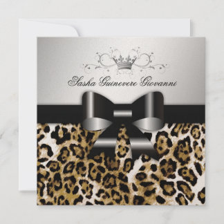 Invitation 311 Chic Brown Leopard Bow | Or métallique