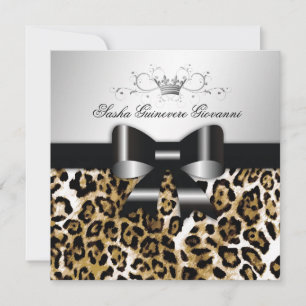 Invitation 311- Chic Brown Leopard Bow Sweet 16