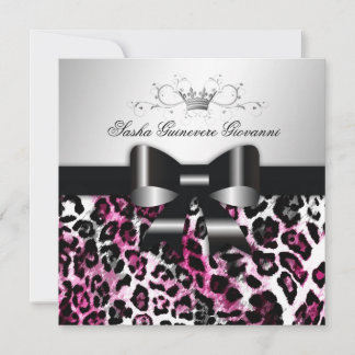 Invitation 311 Chic Chic Hot Black n Pink Leopard Bow| Sweet 