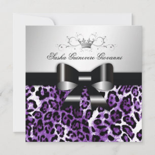 Invitation 311- Chic Lilac Leopard Bow Sweet 16