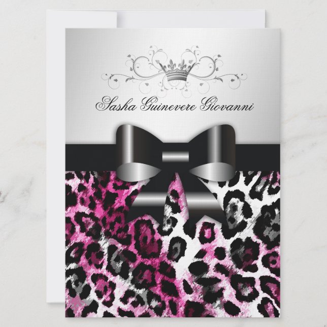 Invitation 311 Chic Pink Leopard Bow Métallic (Devant)