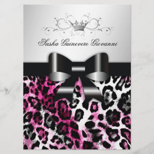 Invitation 311 Chic Pink Leopard Bow Métallic