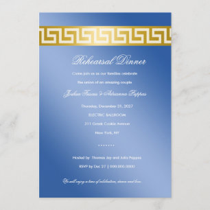 Invitation 311 Clé Grecque Bleue D'Or