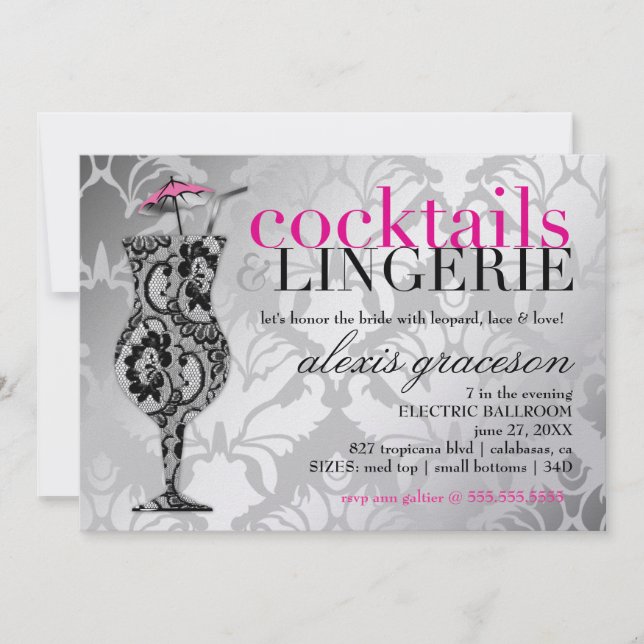Invitation 311 Cocktails et dentelle Lingerie Métallique (Devant)