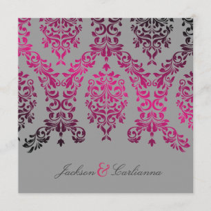 Invitation 311-Damask Dashique Nuit Magenta Gris Clair