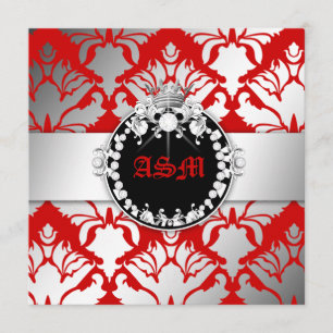 Invitation 311-Damask Shimmer Queen Kisses Sweet 16 Cherry