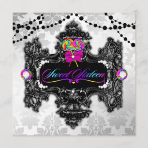 Invitation 311 damassé de blanc du bonbon 16 du pays des