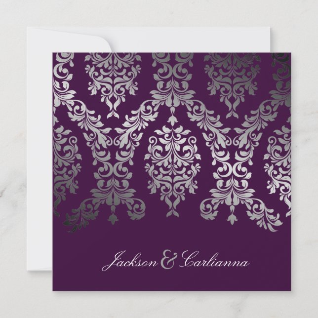 Invitation 311-Dashing aubergine d'argent de Faux de la (Devant)