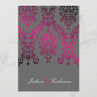 Invitation 311-Dashing Damask Night Magenta Gris Foncé