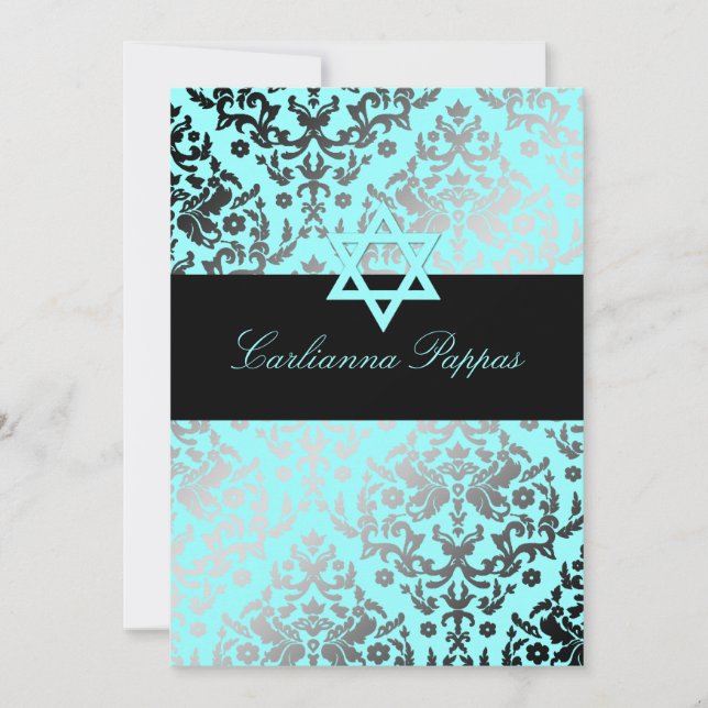 Invitation 311 Dazzling Damask Blue Star de David (Devant)