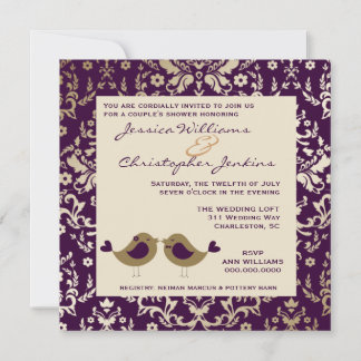 Invitation 311-Dazzling Damask Golden Eggplant| 2 Oiseaux