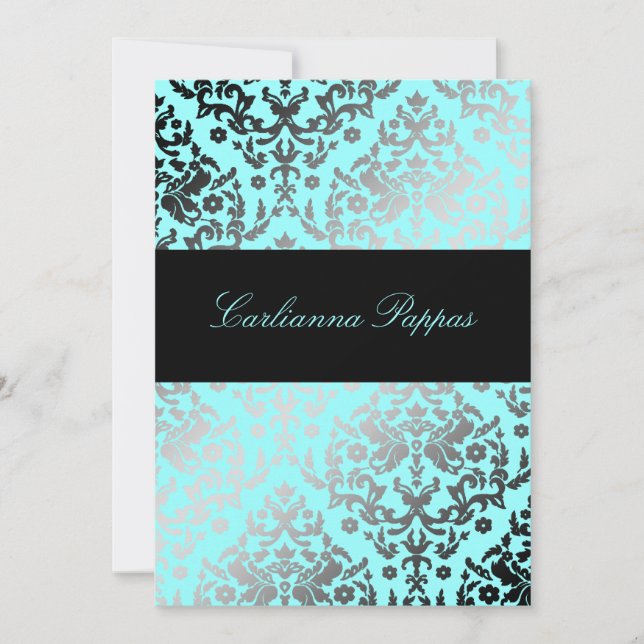 Invitation 311 Dazzling Damask Turquoise Blue (Devant)