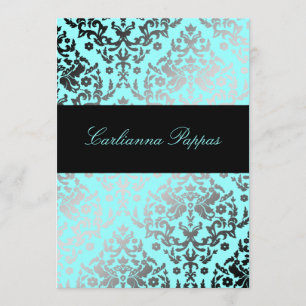 Invitation 311 Dazzling Damask Turquoise Blue