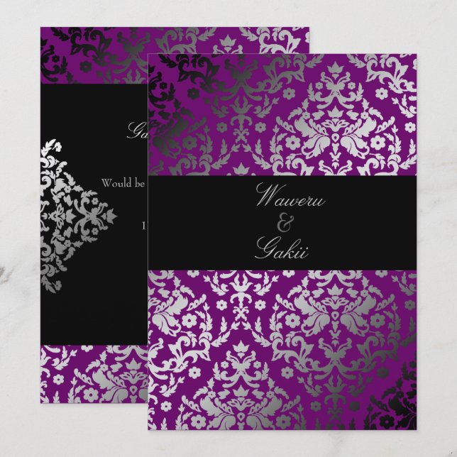 Invitation 311-Dazzling Damask Violet extraordinaire (Devant / Derrière)