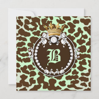 Invitation 311 Diamond Medallion Leopard Brown Mint Green