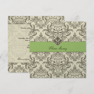 Invitation 311-Emmy Damask - Crème Kiwi