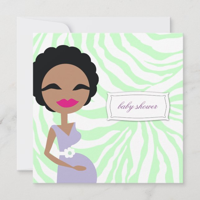 Invitation 311-Femme enceinte douce Zebra - Ethnique (Devant)