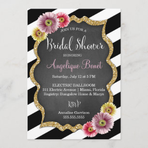 Invitation 311 Fêtes de la mariée rayées de marguerite de