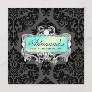 Invitation 311 Glam Aqua Lime Diamants Damas