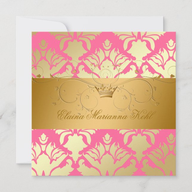 Invitation 311-Golden Damask Shimmer Strawberry Brulee (Devant)