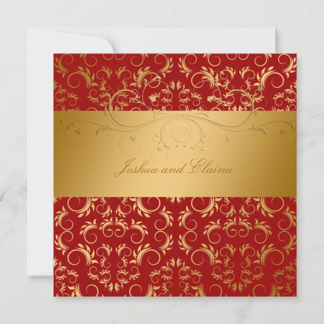 Invitation 311-Golden devinent le rouge 5,25 x 5,25 de merise (Devant)