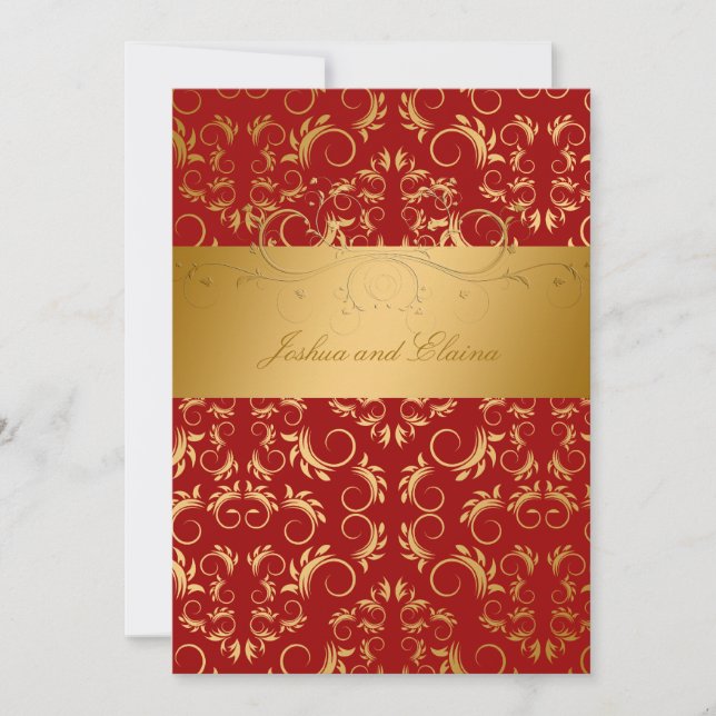 Invitation 311-Golden diVine| Rouge cerise douce (Devant)