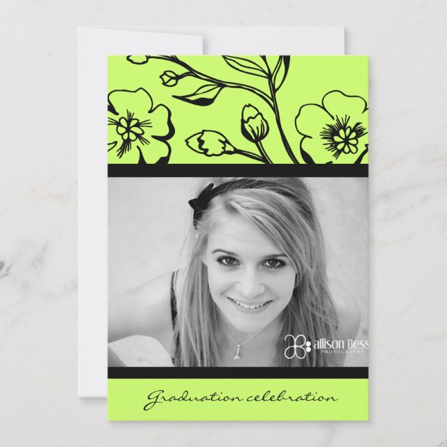 Invitation 311-Graduation Lush Black & Lime (Devant)