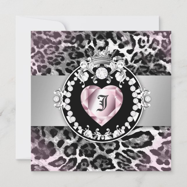 Invitation 311-Leopard-Tique Reine des Coeurs Sweet 16 (Devant)