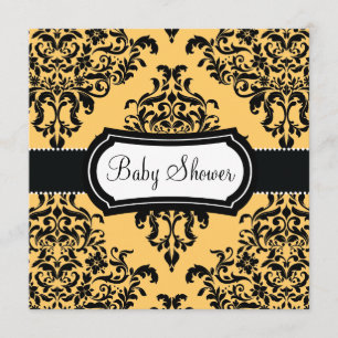 Invitation 311 Lovey Dovey Damask Baby shower Canari Jaune