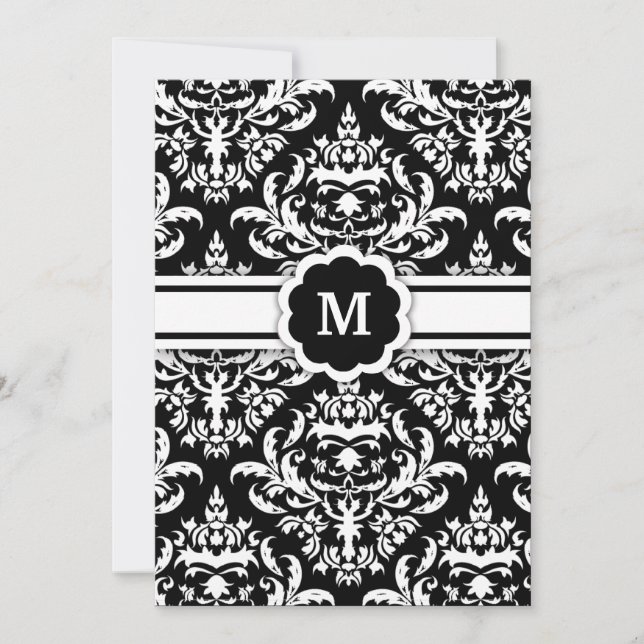 Invitation 311-Marissa Monogramme Damask Black (Devant)