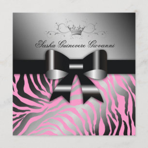 Invitation 311 nuits Zebra Shimmer Black Bow Pink  Sweet 16