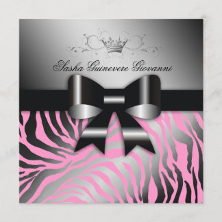 Invitation 311 nuits Zebra Shimmer Black Bow Pink| Sweet 16