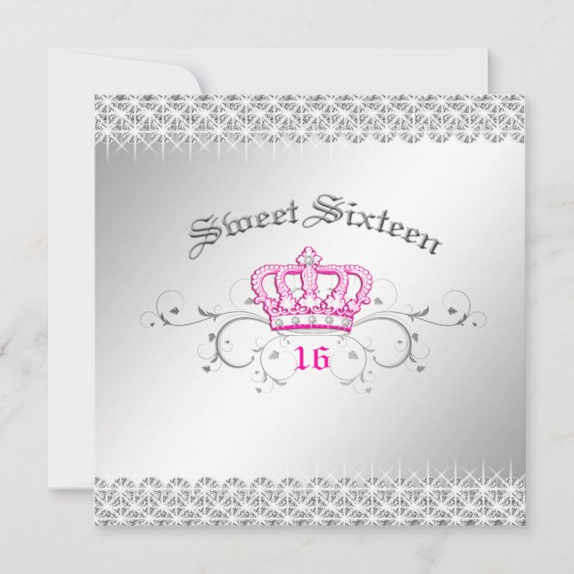 Invitation 311-Reine pour une journée| Sweet sixteen rose Hot (Devant)