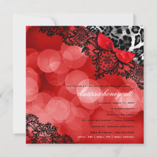 Invitation 311 Rêve au rouge de Leopard et de Lace Bacheloret