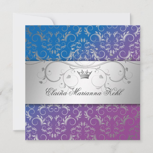 Invitation 311-Silver devinent le bonbon bleu 16 à bonheur (Devant)