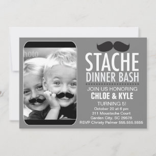 Invitation 311 Stache Dîner Bash Interactive Mustache