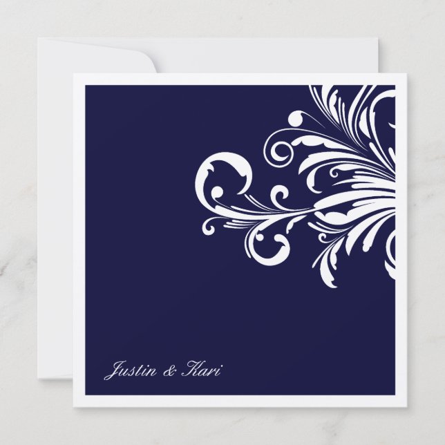 Invitation 311-Swanky Swirls Trim_Navy Métallique (Devant)
