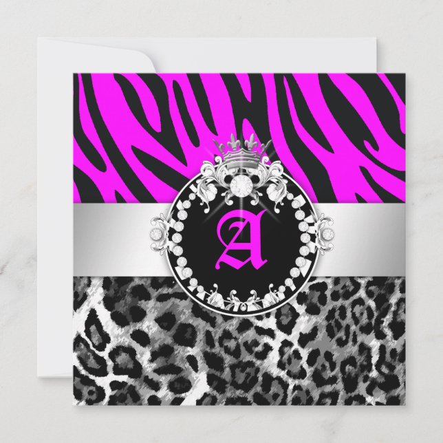 Invitation 311 Zebra-LeoTique Diamonds Baisers Neon Pink (Devant)