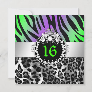 Invitation 311 Zebra-LeoTique Diamonds n' Kisses Sweet 16