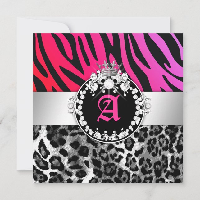 Invitation 311-Zebra-LeoTique Diamonds n' Kisses Sweet 16 (Devant)