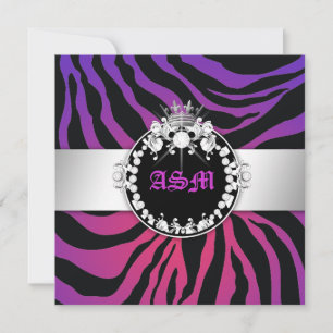 Invitation 311-Zebra-Tique Diamonds n' Kisses Sweet 16 P Radi