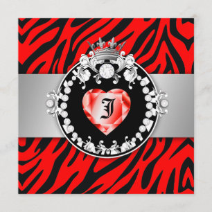 Invitation 311 Zebra Tique Kiss Queen of Hearts Sweet16