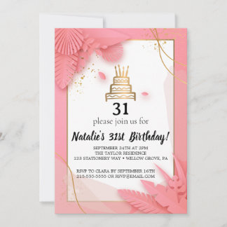 Invitation 31e anniversaire blanc et rose