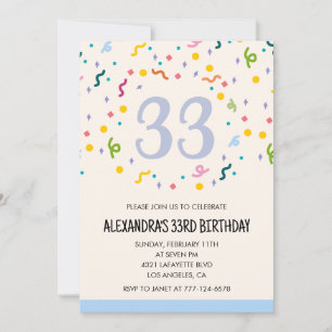 Invitation 33e anniversaire Confetti