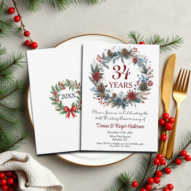 Invitation 34e anniversaire du Mariage hiver (Créateur téléchargé)