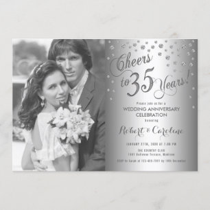Invitation 35e anniversaire avec photo - Diamant argent